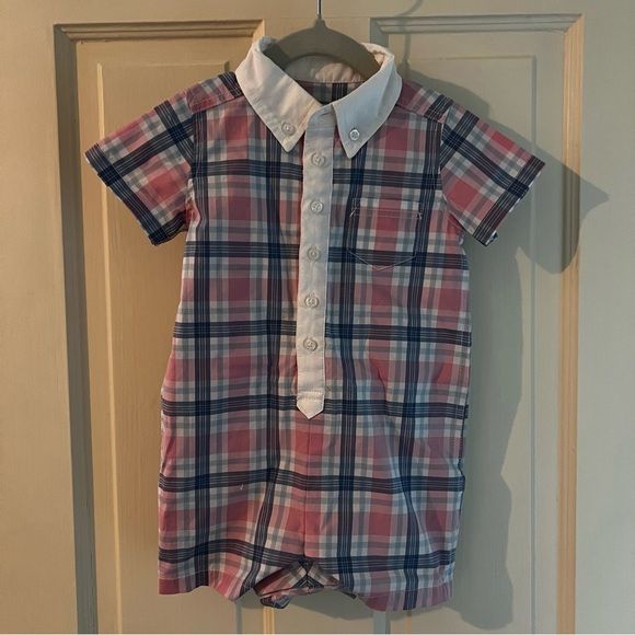 Plaid Kids Onesie with White Collar - Picture 1 of 3